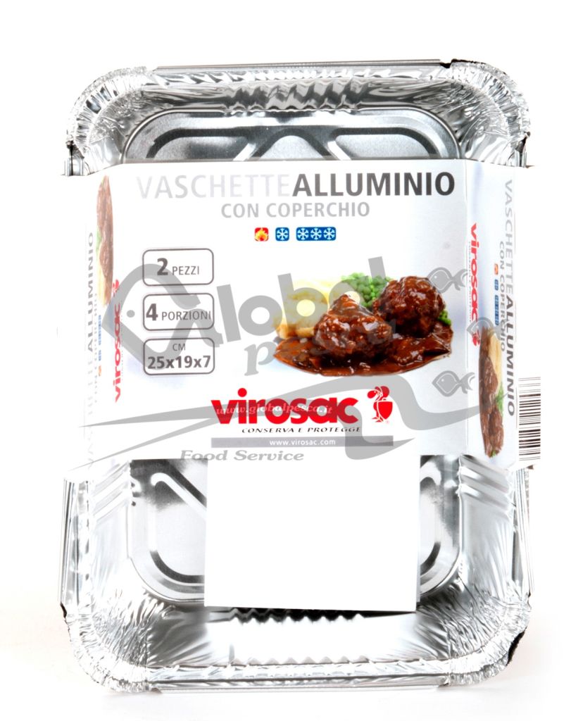 VASSOIO ALLUMINIO 4 PORZIONI X48 PEZZI CON COPERC