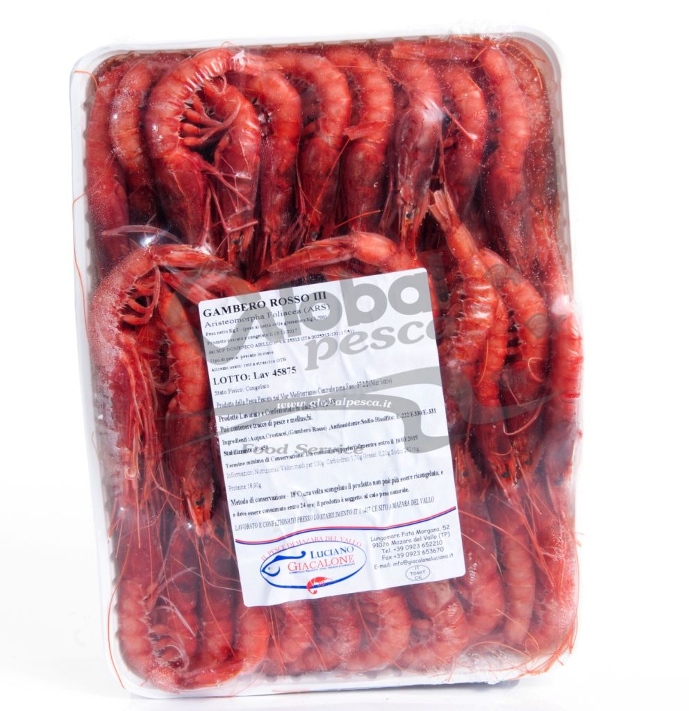 GAMBERO ROSSO SICILIA NR 3 CON TESTA 2kg