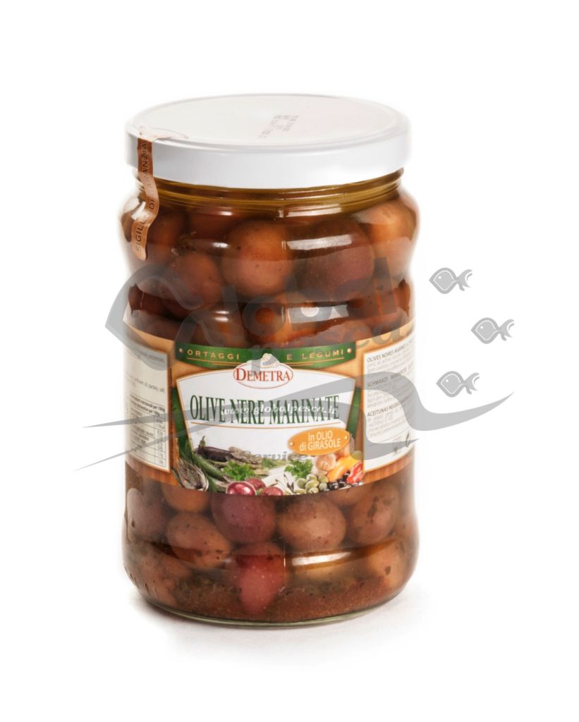 OLIVE NERE GROSSE MARINATE O/GIRASOLE 1700ml DEM